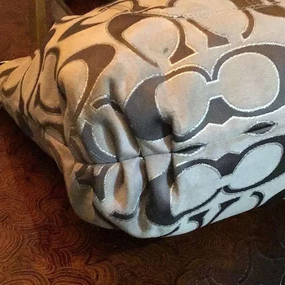 Coach Poppy Gray & Silver Tote Handbag